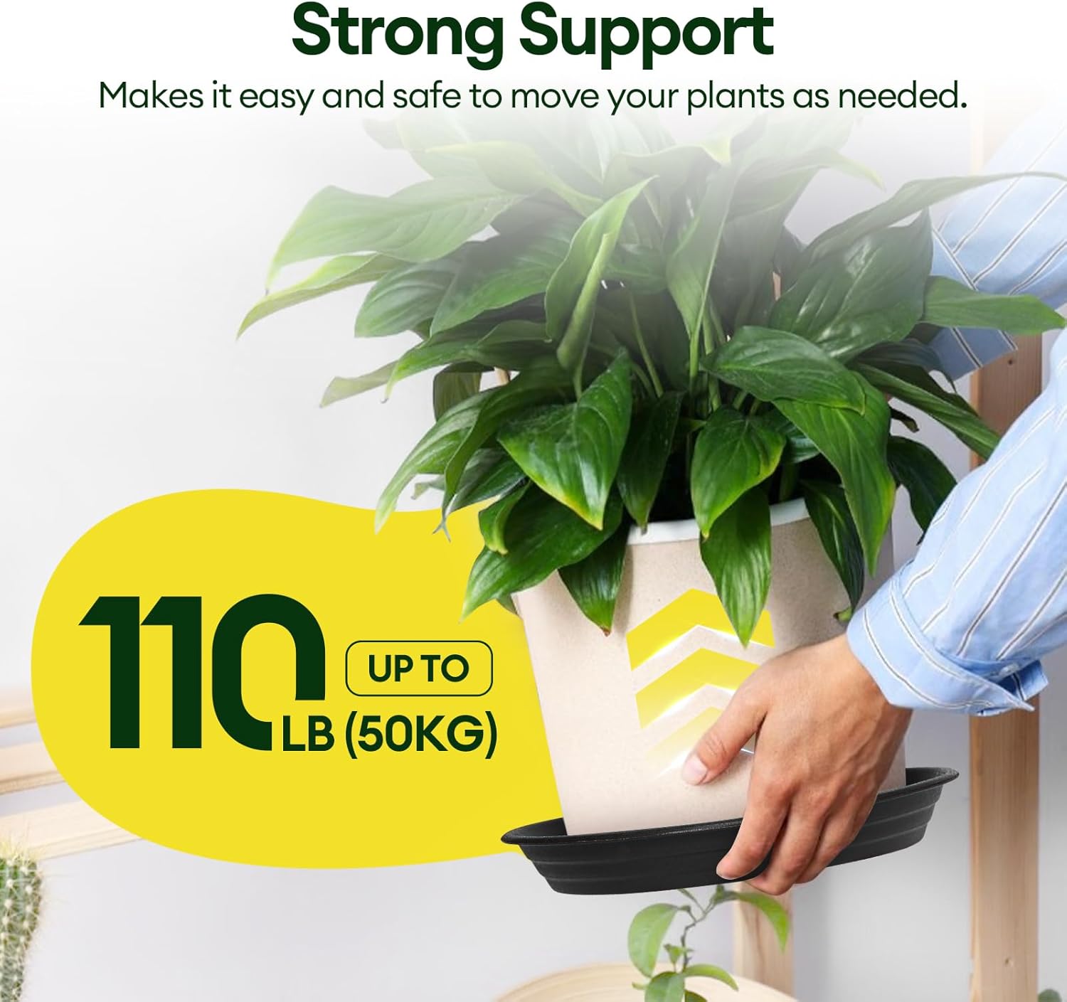 6 Pack Plant Saucer, 8 10 12 inch Plant Saucers for Indoor, Heavy Duty Plastic Plant Trays for pots, Grow Bags, Bird Baths, Flower Drip Trays for Indoor and Outdoor Uses (12", Black)