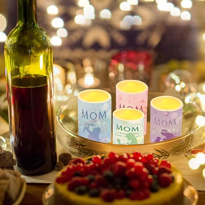 Mother's Day Colorful Flameless Candles Battery Powered with Multicolor Timer Remote Control Everlasting Fake Candles for Party Garden Indoor Outdoor Mother's Day Party Decor for Mom