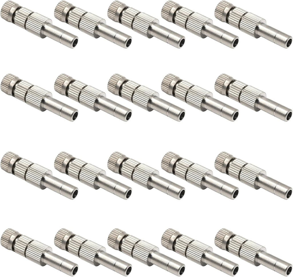 20pcs 6mm Brass Mister Nozzles with Filter, 0.016"/0.4mm Orifice Misting Nozzles for Outdoor Cooling System, Landscaping, Air Humidification, Greenhouse Irrigation