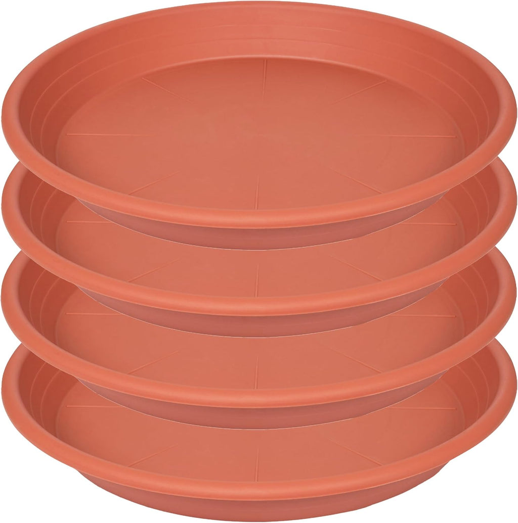 4 Pack of 16 inch Plant Saucer, Large Plant Tray, Heavy Sturdy Plant Drainage Tray for Indoors, Bird Bath Bowls, Sturdy Plastic Pot Tray for Planter 14 15 16"(Black)