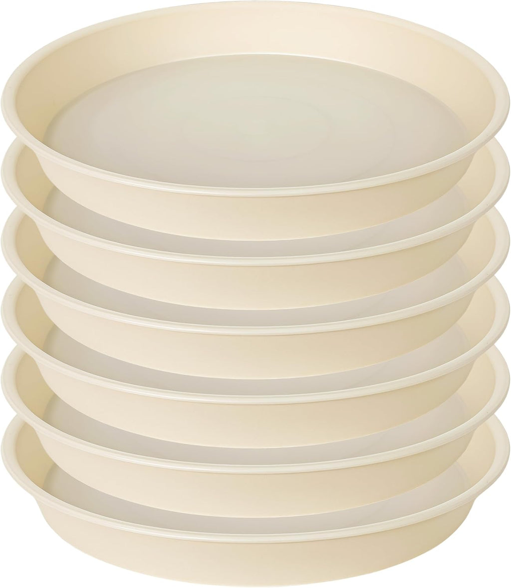 6 Pack of 10 inch Plant Saucer Blue, Heavy Duty Plastic Plant Saucer 10 inch Round, Flower Plant Saucers for Indoors, Plant Trays for Planter 8"/9"/10" (10", Beige)