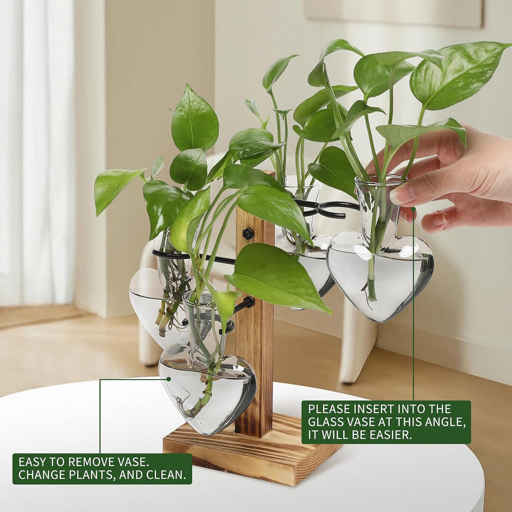 Plants Propagation Stations Plant Terrarium Kit Glass Planters for Indoor Plants House Plant Accessories Gift for Women - 4 Love Bulb Vase