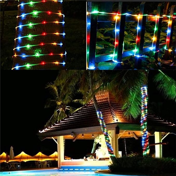 100ft LED Rope Lights Outdoor, 720 LED Connectable and Flexible Tube Lights with 8 Modes, Waterproof LED Rope Lighting for Garden, Patio, Pool, Bedroom, Party, Indoor Outdoor Decoration (Multicolor)