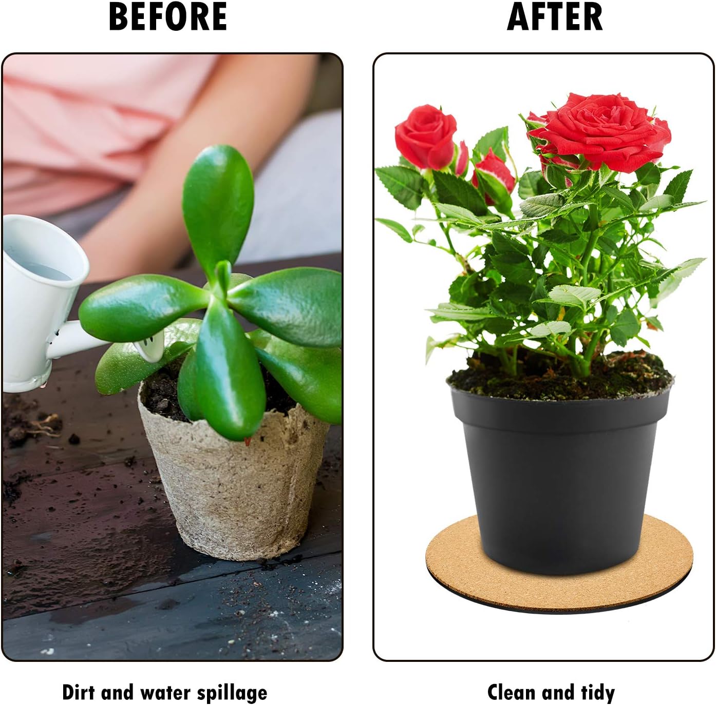 Patelai 3 Pieces Cork Plant Mat Round 6, 8, 10 Inch 3 Sizes Cork Plant Coasters DIY Pad Plate Pad for Gardening Indoor and Outdoor Pots DIY Craft Project