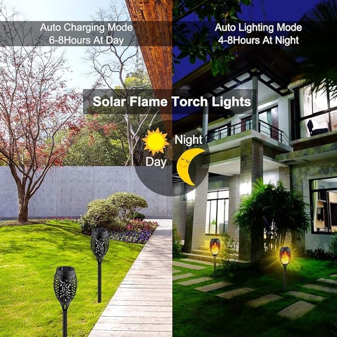 Kurifier Solar Lights Outdoor, 8Pack Solar Torch Light with Flickering Flame, Waterproof Solares Garden Light, Outdoor Solares Lights for Yard, Flame Torches for Outside Decor Decoration Patio Pathway