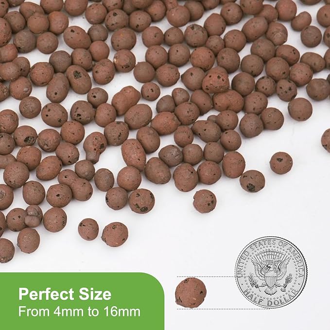 10 lbs LECA Balls for Indoor Plants, 4-16mm Clay Pebbles for Plants Hydroponic, Aquaponics, Natural Leca Balls for Soil Root Development, Orchid Potting Mix