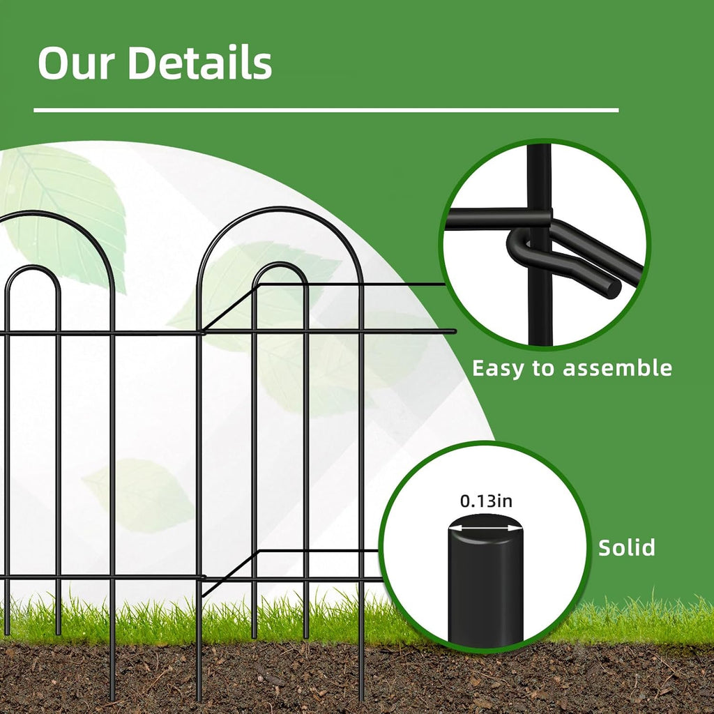 Garden Fence Border 32inX20ft Black Metal Wire Garden Fencing Panel Outdoor Folding Decorative Fences Flower Lawn Edging for Landscape Patio Yard