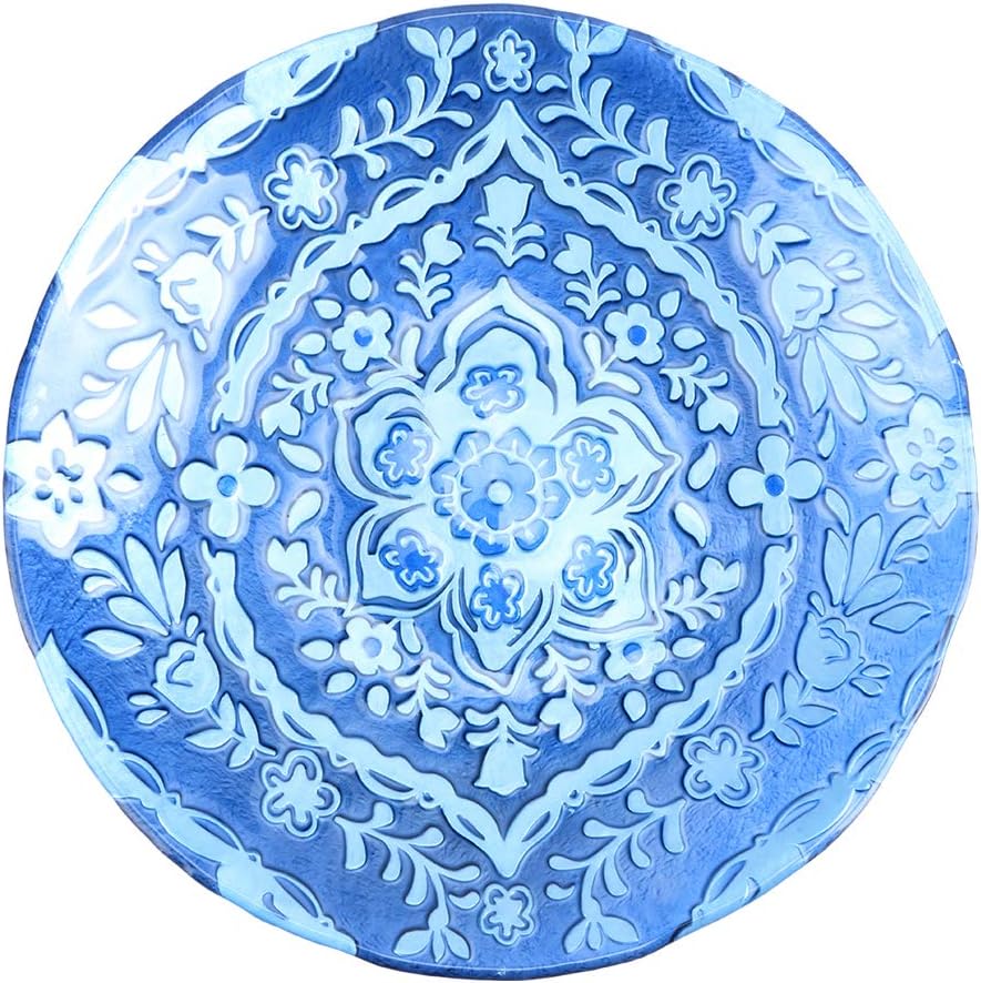 MUMTOP Outdoor Glass Birdbath with Metal Stand for Lawn Yard Garden Decor,18” Dia/21.65 Height