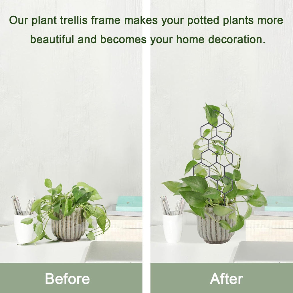 Trellis for Potted Climbing Plants, 16.75 inch Garden Metal Trellis for Indoor Outdoor with Different Patterns for Vine Ivy Flower Plant Support 3 Pack