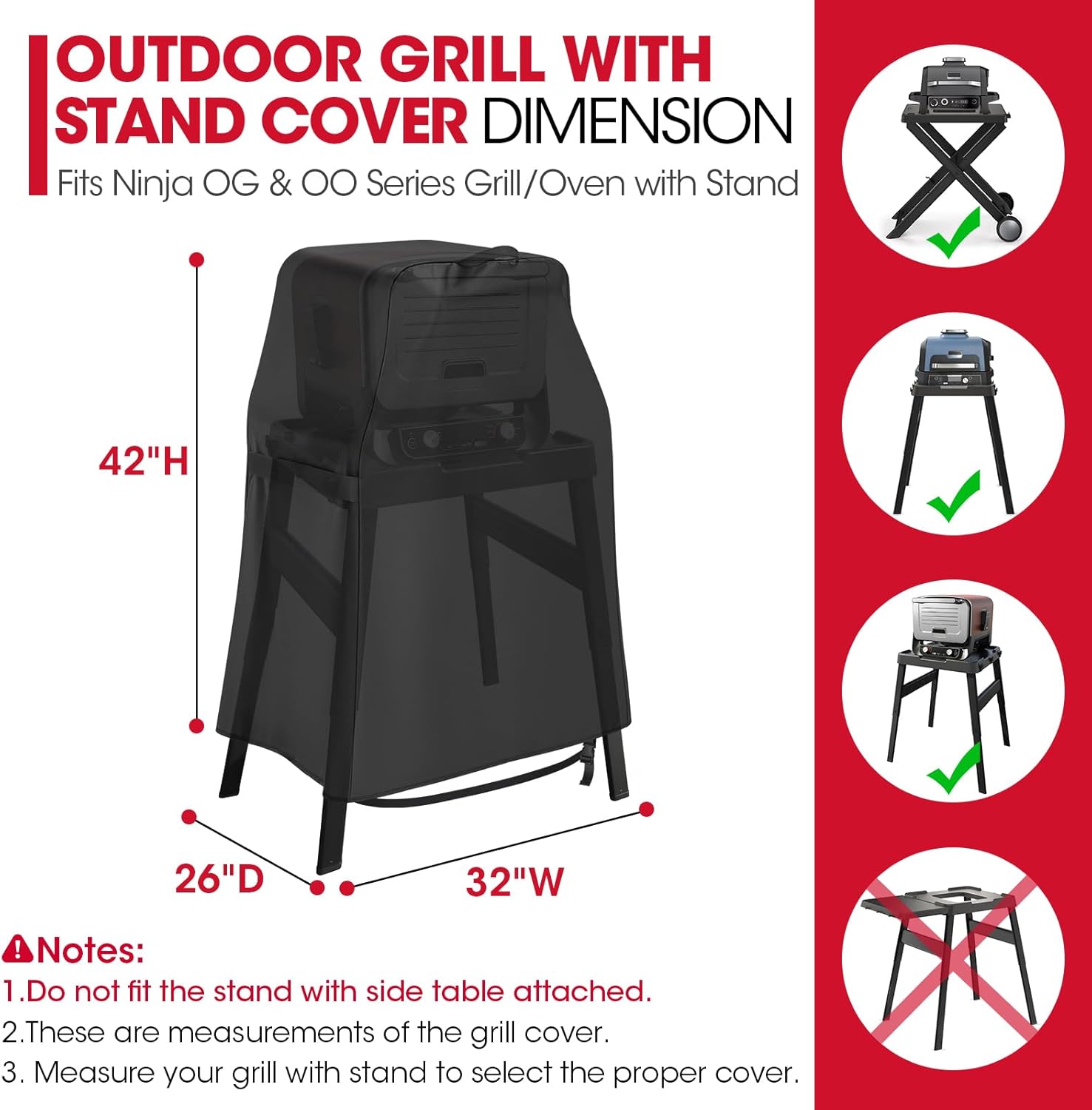 Unicook Grill Cover Compatible with Ninja Woodfire Grill OG700 OG800 OG900 OO100 Series on Outdoor Collapsible Stand or Adjustable Stand,Heavy Duty Waterproof BBQ Cover for Outdoor