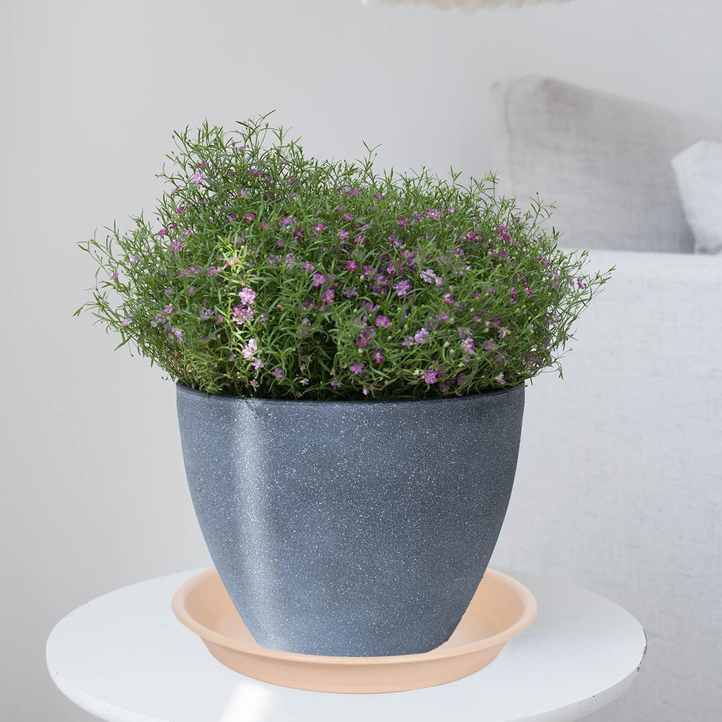 Plant Saucer Pot Tray 10 inch, 2 Packs Plastic Flower Planter Saucers and Drip Trays for Indoors Outdoors, Heavy Durable Plant Plate Water Catcher (Beige)