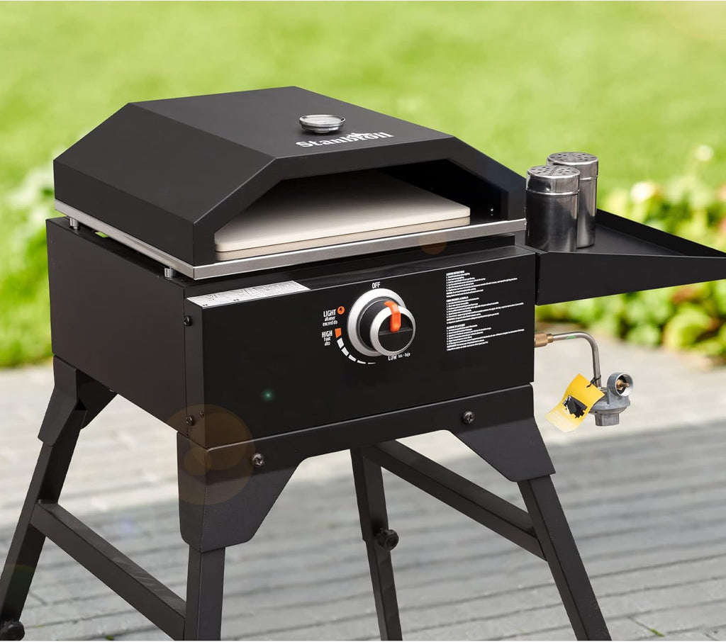 Stanbroil Outdoor Pizza Oven for Blackstone 17" or 22" Tabletop Griddles, Portable Pizza Maker with 13" Pizza Stone and Temperature Gauge, Blackstone Flat Top Gas Grill Accessories