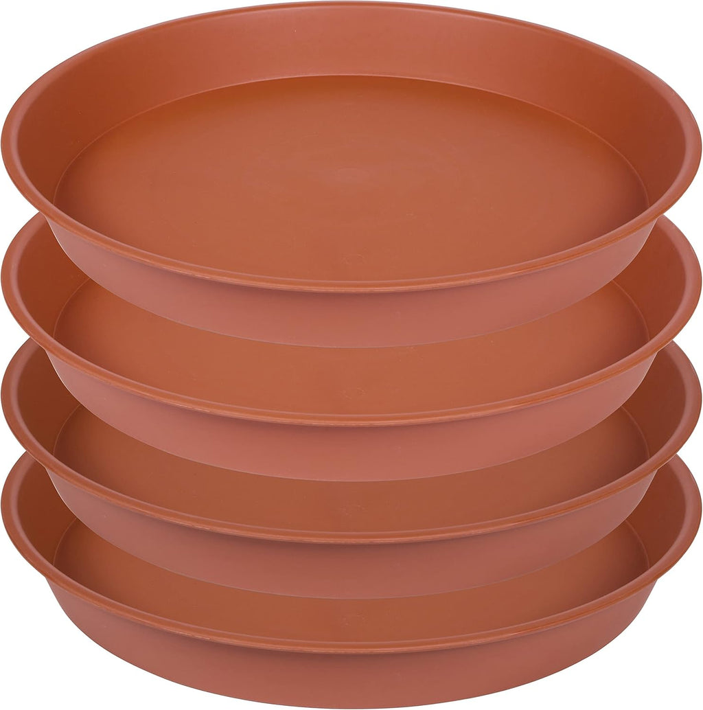 4 Pack of 16 inch Plant Saucer, Heavy Duty Plastic Saucer 16" Round, Plant Trays for Pots, Flower Plant Saucers for Indoors, Plant Trays for Planter 14"/15"/16" (16 inch, Terracotta)
