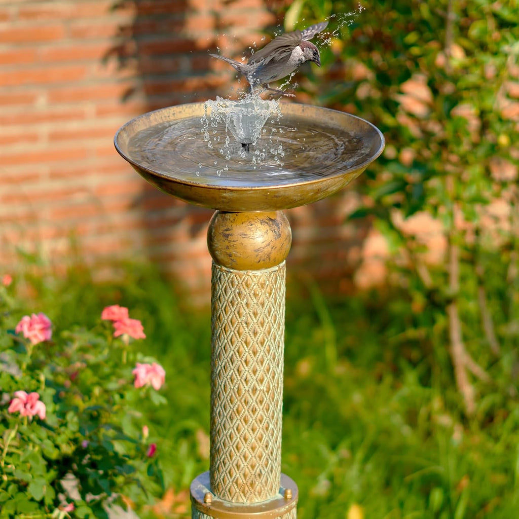 35.4" H×12.2" W Metal Bird Baths for Outdoors,Cylindrical Base Bird Bath,Vintage Bird Bath Bowl, Bird Feeder Seed Tray Garden Lawn Yard Decor