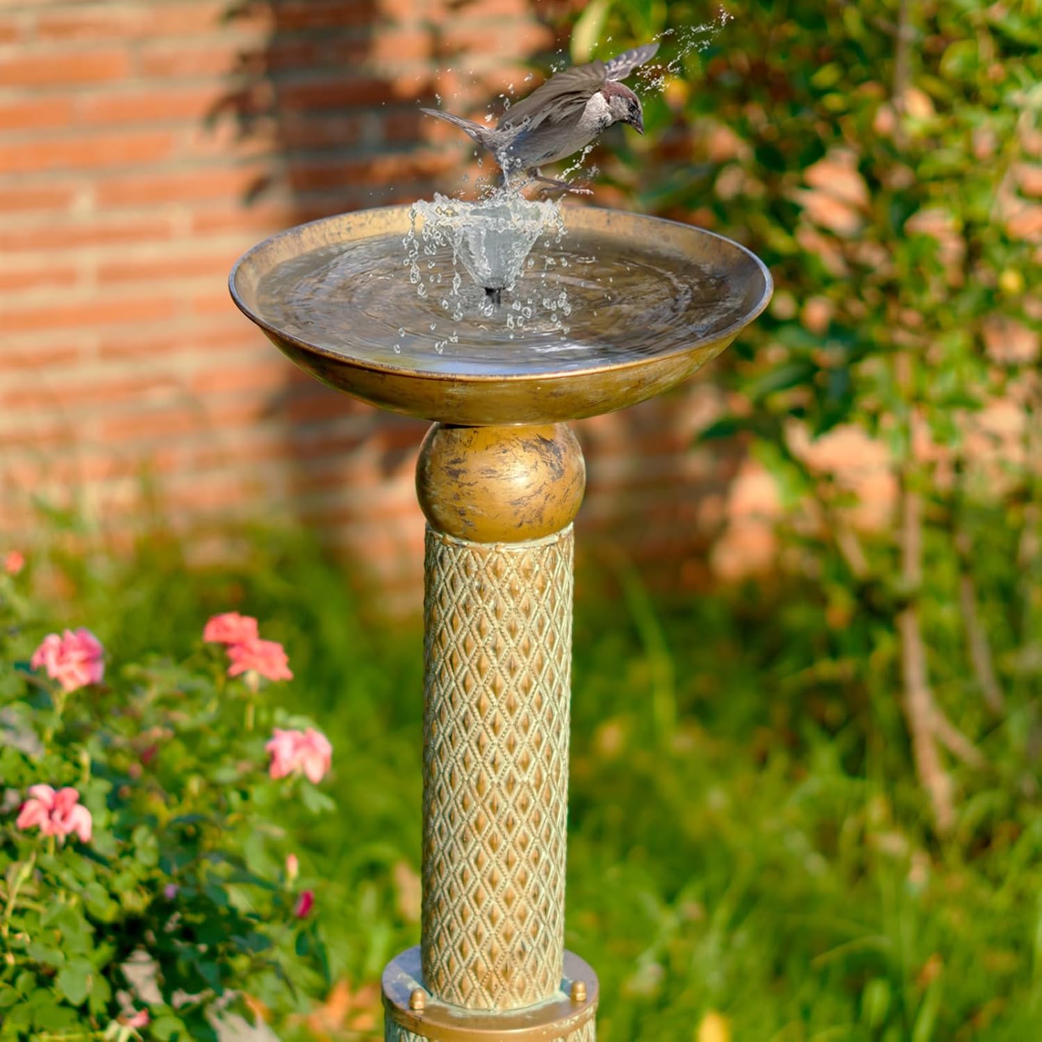 35.4" H×12.2" W Metal Bird Baths for Outdoors,Cylindrical Base Bird Bath,Vintage Bird Bath Bowl, Bird Feeder Seed Tray Garden Lawn Yard Decor