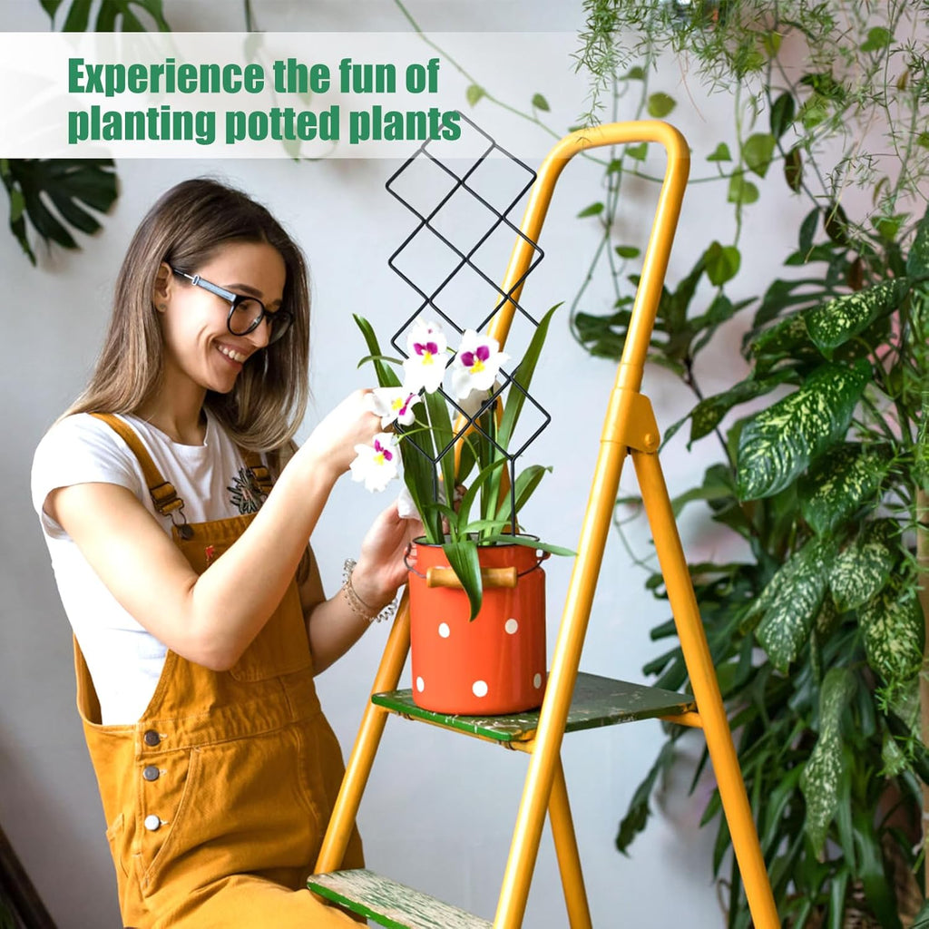 Metal Trellis for Climbing Plants Indoor, 16.36 inch Small Trellis for Potted Plants Geometric Shape Lattice for Ivy Vines Hoya Houseplants Flower 2 Pack