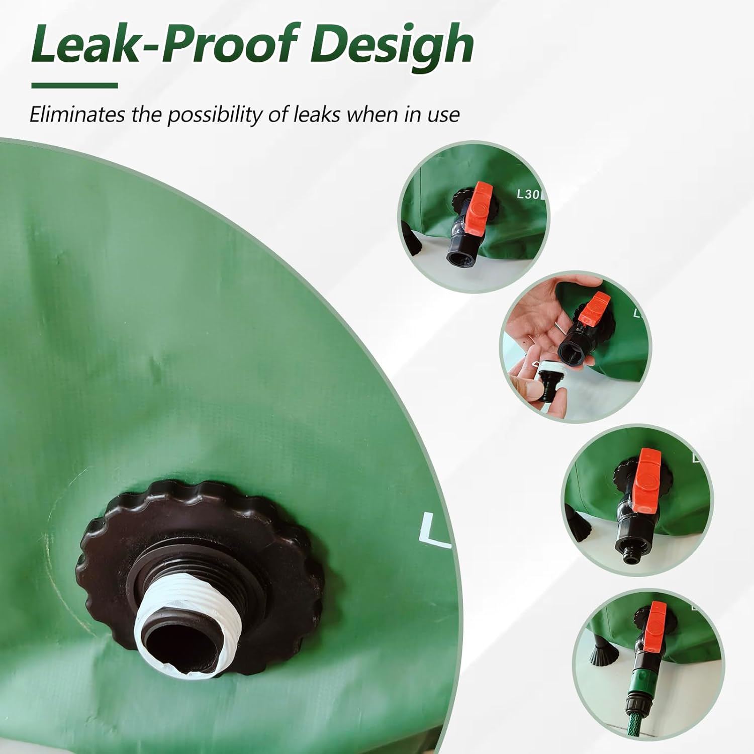 100 Gallon Collapsible Rain Barrel, 380L Water Storage Tank with Scale Mark for Garden Plant Watering, Farm Irrigation, XL Rainwater Collection System with Spigots, Overflow Kit, Hoses