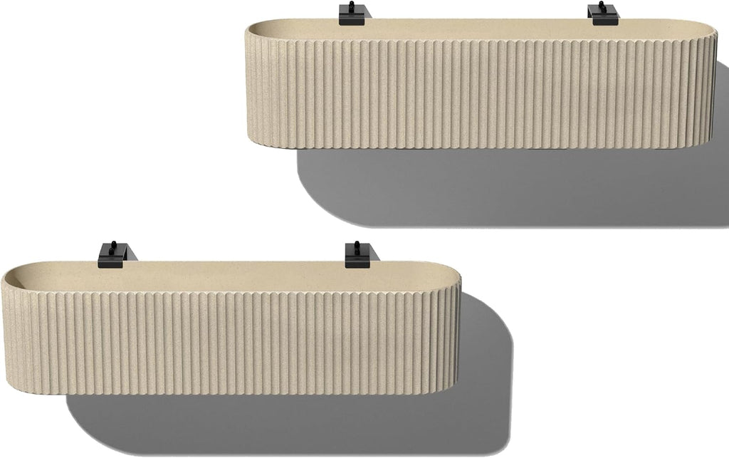 Veradek Demi Series Railing Planter - Hanging Planter Box for Windowsill/Balcony | Plastic-Stone Composite w/Railing Bracket | Modern Décor for Flowers