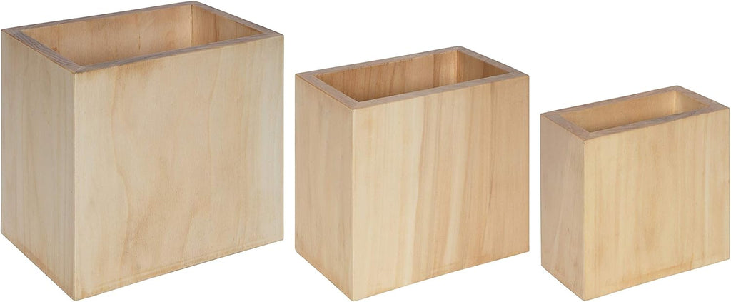 Kate and Laurel Domio Wall Hanging Planter Shelves, Set of 3, Natural Wood, Geometric Nesting Planter Collection