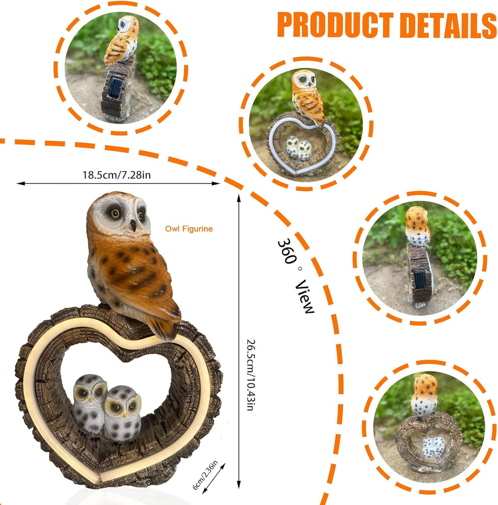 Solar Outdoor Garden Statue, Garden Decor Waterproof Solar Owl Lights for Outside Yards, Art Lawns,Christmas,Home Decor,Birthday Gifts for Women Mom(Love Owl)