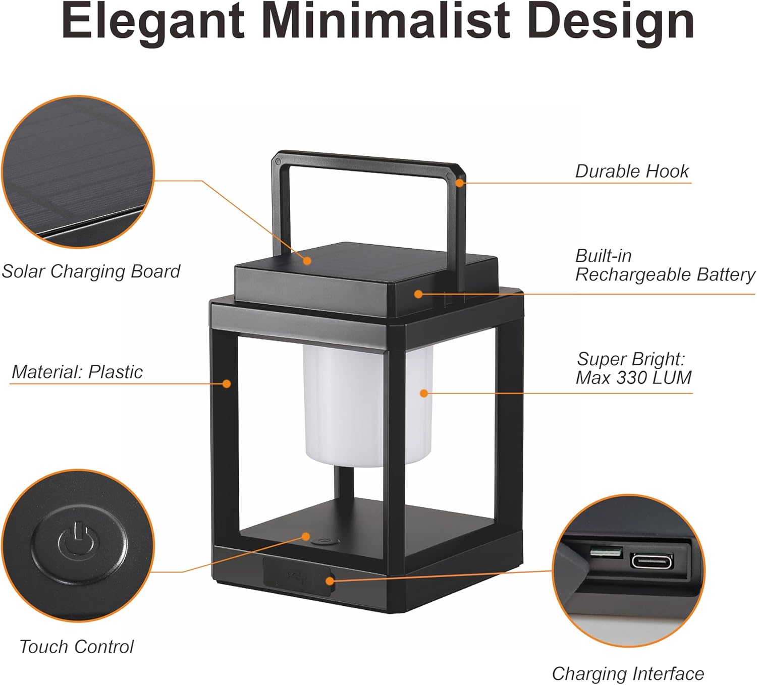LETRY Outdoor Table Lamp, Brightness LED Nightstand Lantern, Portable Rechargeable Solar Lamp Waterproof, Touch Control Outdoor Lamps Cordless Lights Decorative for Patio/Walking/Reading/Camping
