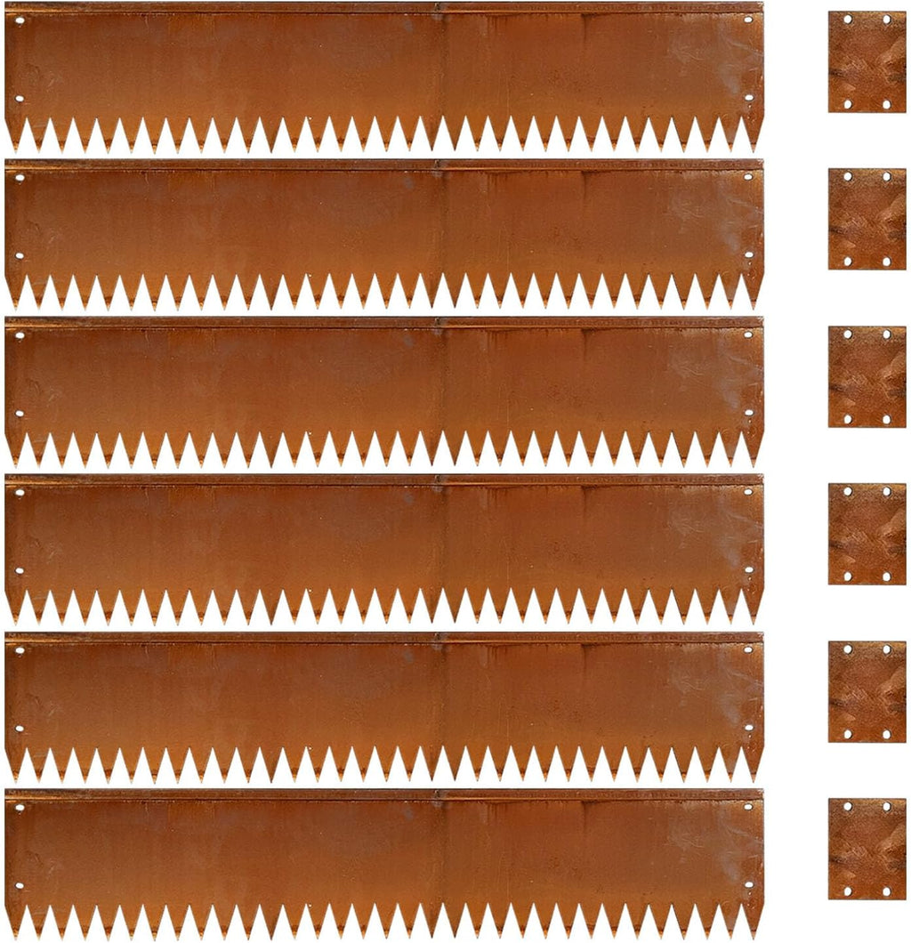 Cor Ten Steel Metal Landscape Edging 40 inch with Top Bending Protection Pre-Rusted Cor Ten Steel Garden Edging 8 Inch Depth 180 Degree Bend 6 Pack for Lawn Yard (8 inch-180 Degree Bend, Rusted)
