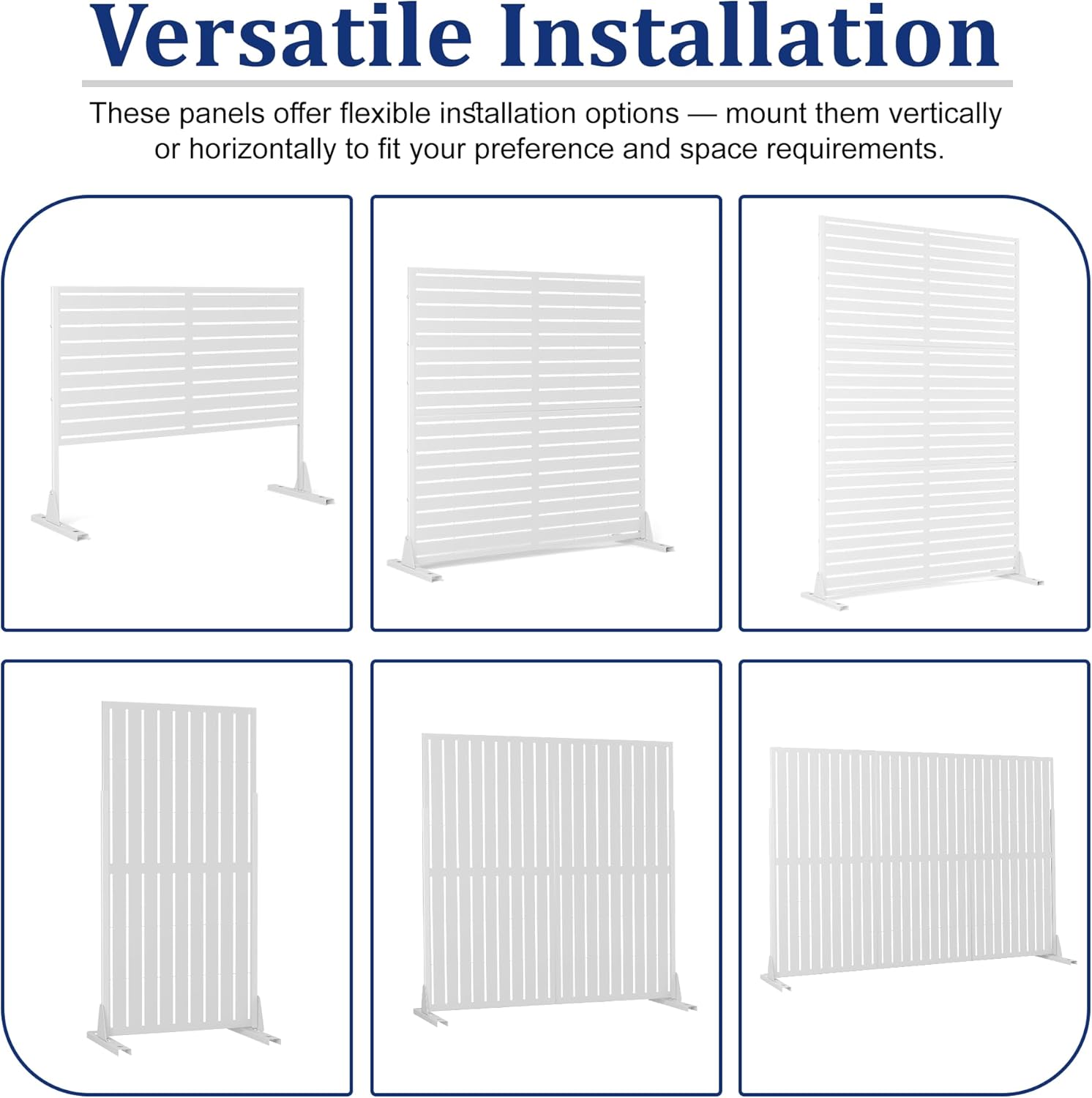 FENCY Outdoor Privacy Screen, 72" H×47" W Metal Privacy Screen, Outdoor Freestanding Privacy Screen & Panels for Deck Patio Balcony(White-Louvered)