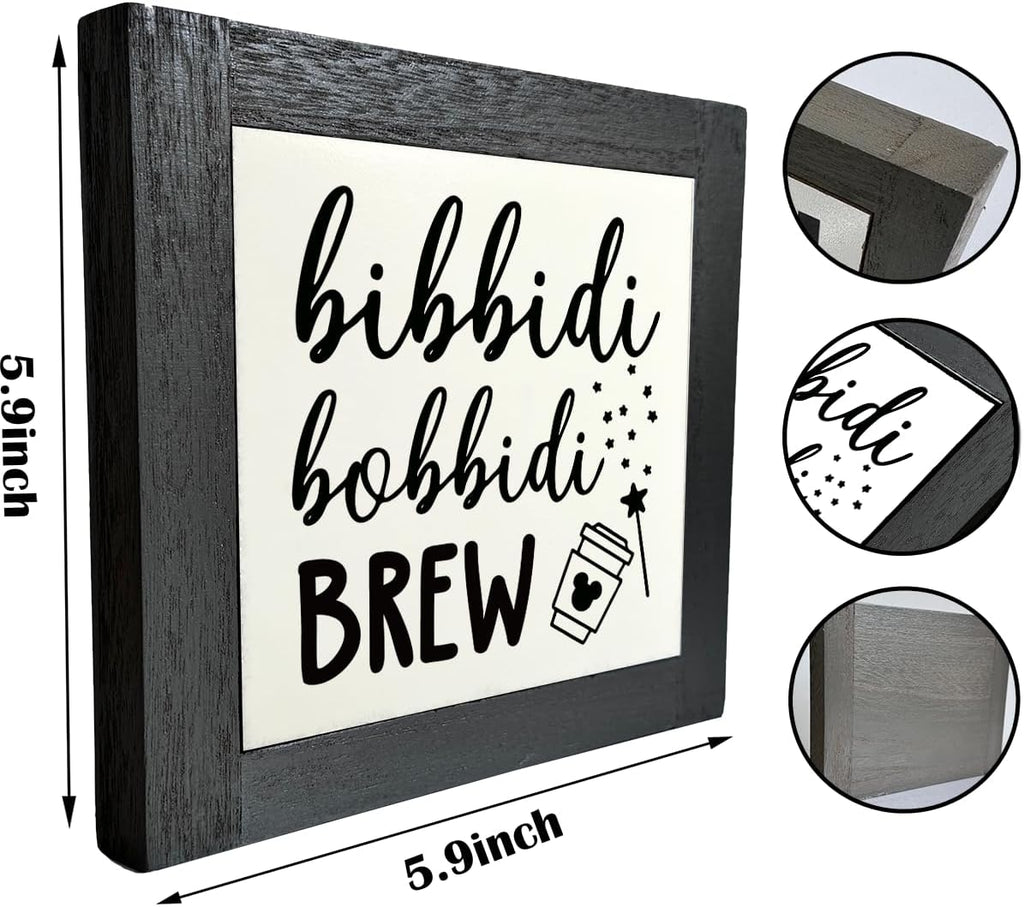 Bippity Boppity Wood Plaque Sign - Rustic Coffee Table & Kitchen Home Decor, 5.95.9in