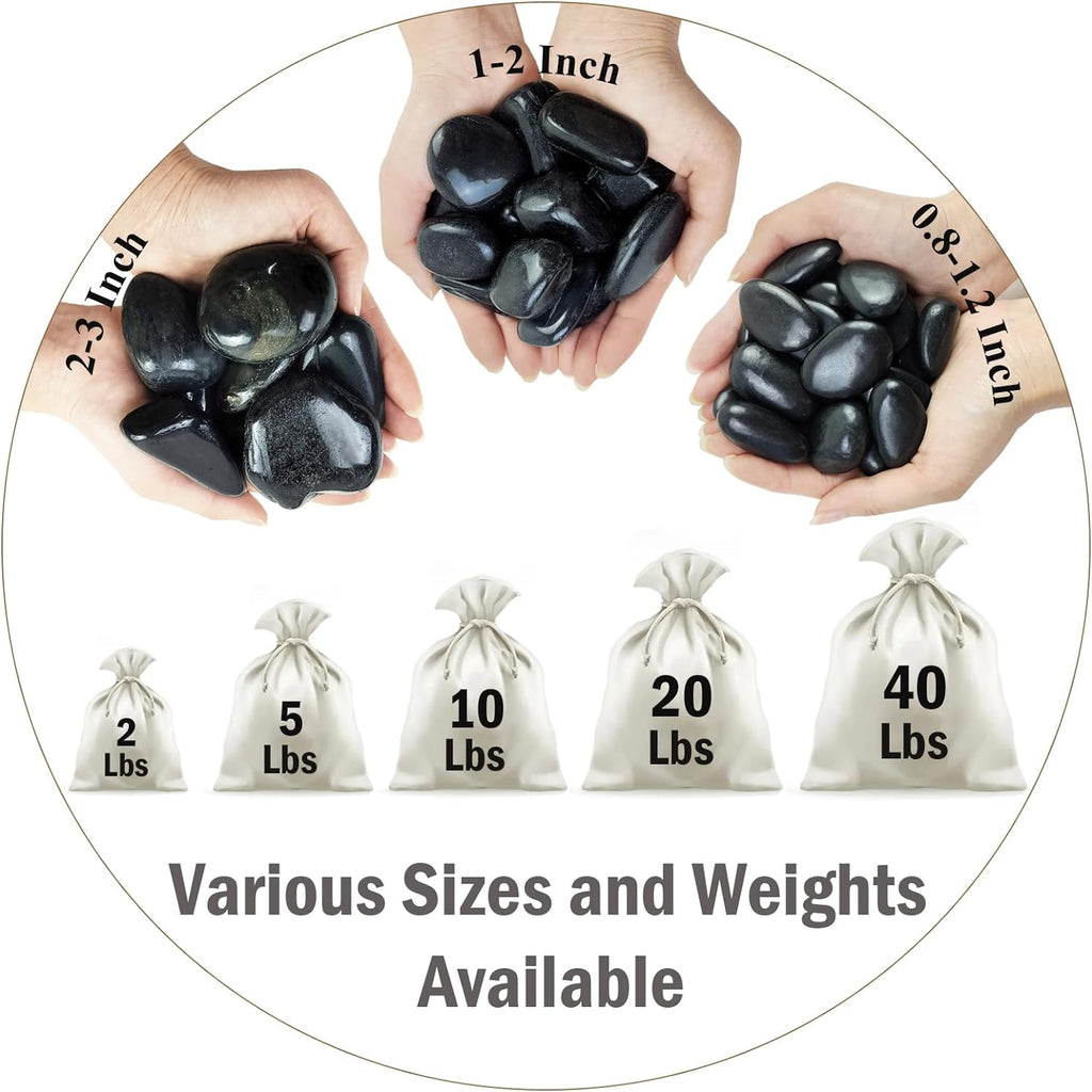 10 lbs Black Pebbles for Plants, 2-3 inch Large River Rocks for Plants, Decorative Stones for Planters Vase Aquarium Fish Tank and Outdoor Garden Landscaping