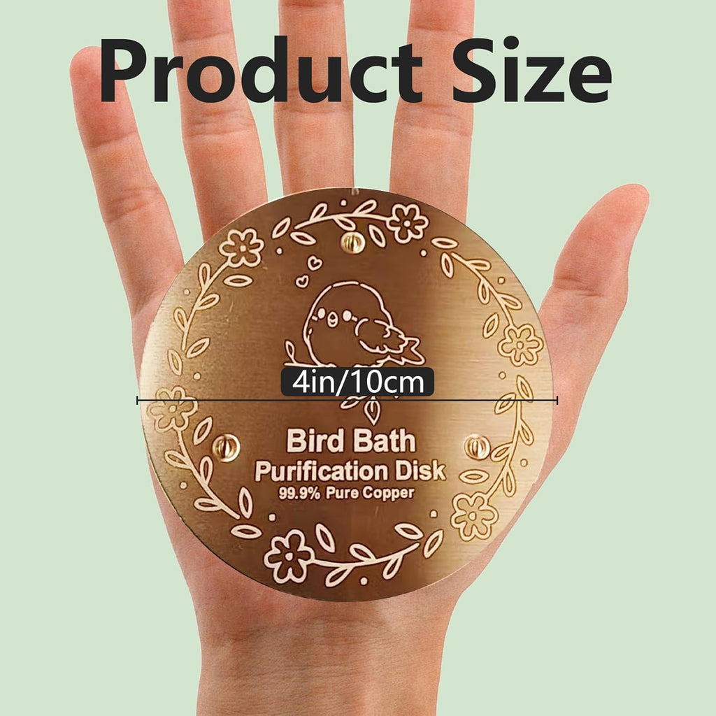 Bird Bath Copper Plate, 4 inches with 0.6mm Thickness, 99.99% Pure Copper Cleaning Plate Three Point Support,Offers Physical Safe Water Purification,Suitable for Outdoor Bird Bath (1 Pack)