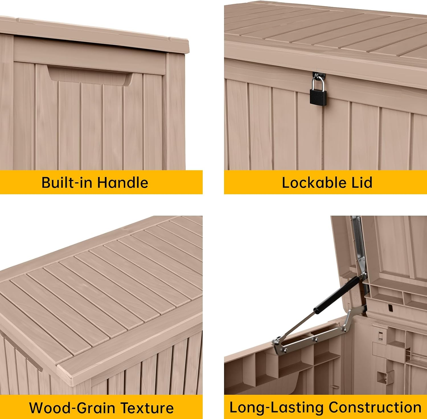 DRATO 180 Gallon Deck Box, Waterproof Resin Large Outdoor Storgae Box for Patio Furniture, Patio Cushions, Gardening Tools, Pool and Sports Supplies, Lockable