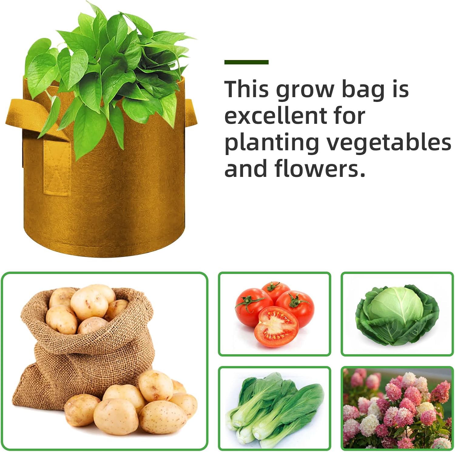 12 Pack 3 Gallon Plant Grow Bags, Thickened Nonwoven Fabric Pots with Handles, Vegetable Planter Bags Containers, Cloth Planters for Garden Vegetable/Flower/Plant/Fruits Outdoor (Brown)