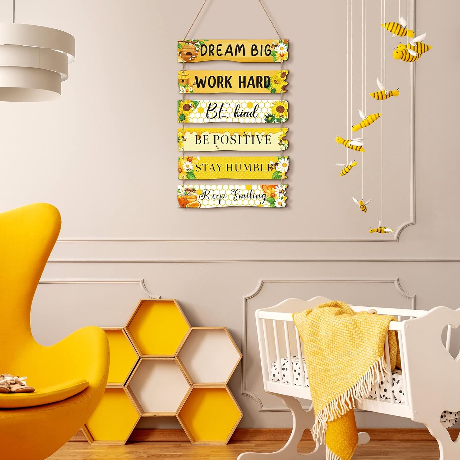 6 Pieces Rustic Wall Hanging Plaque Sign Inspirational Wall Art Farmhouse Wooden Door Signs Positive Plaque with Quotes Motivational Quote Decor for Office Bedroom Living Room(Floral Style)