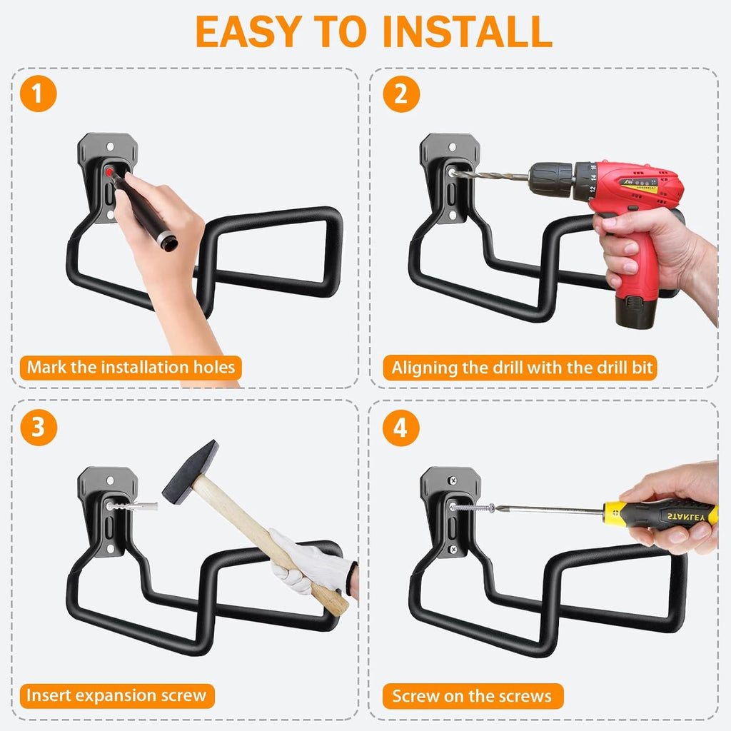 WaterHose Holder, 2 Pack Heavy Duty Wall Mount, Metal Hose Reel, Sturdy Hose Hanger Rack Stand for Outdoor Yard & Garage Storage