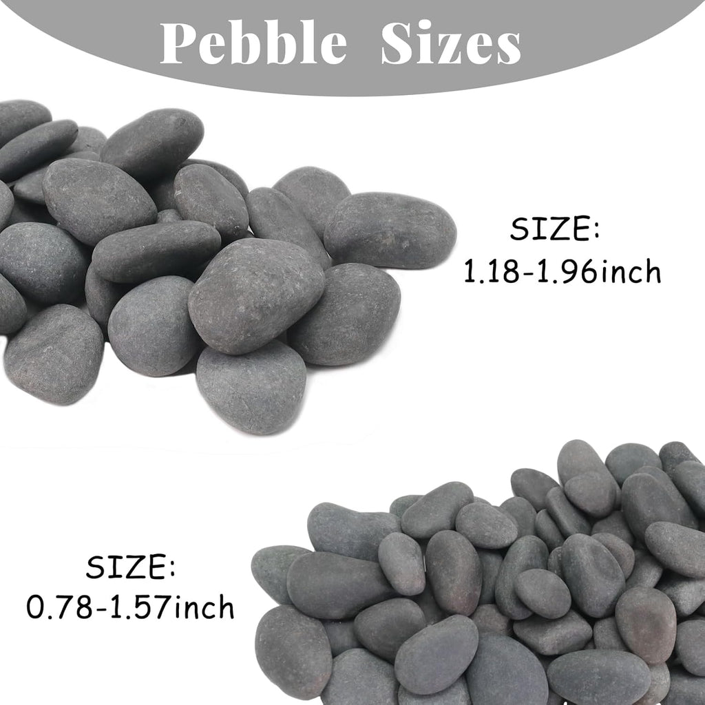 10LB Black Stones Pebbles River Rocks, Natural Beach Pebbles, 1-2" Garden Decorative Stones-1-2 Large Plant Rocks,Ideal for Aquarium, Home Decor