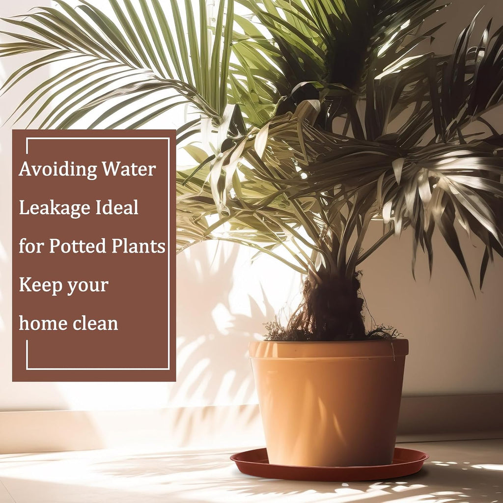 Eccliy 6 Pack Plastic Plant Saucer Heavy Duty Planter Saucers Large Plant Pot Saucers Plastic Water Trays for Indoors and Outdoors Flower Plant Plant Drip (Terracotta,20 Inch)