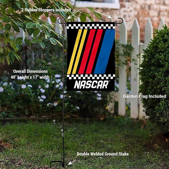 WinCraft NASCAR Garden Flag and Flagpole Mount