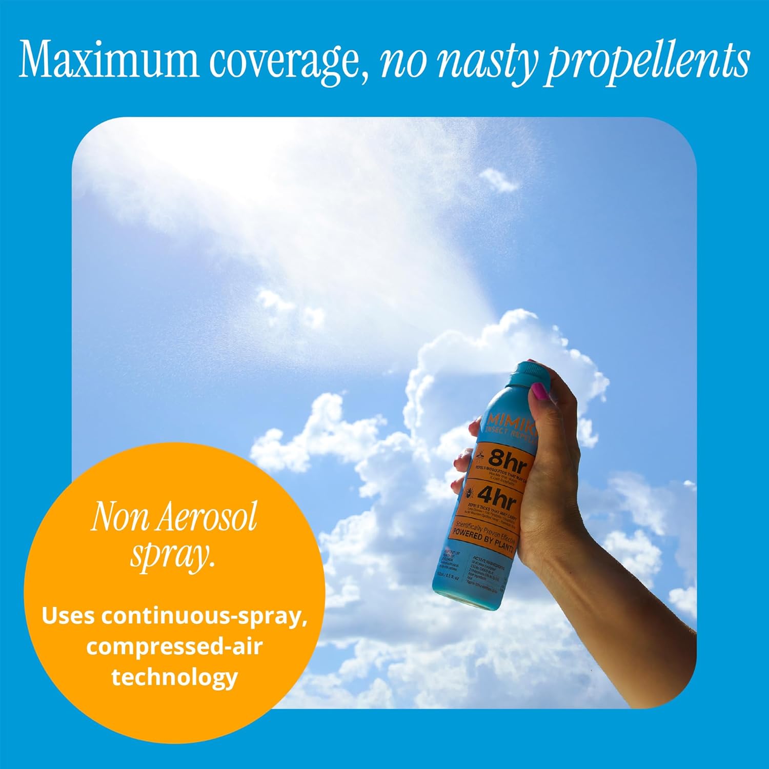 Mimikai Mosquito and Tick Repellent Spray, DEET-Free for Skin and Outdoor Use, Non-Toxic, Plant-Powered Skincare, 5.5oz