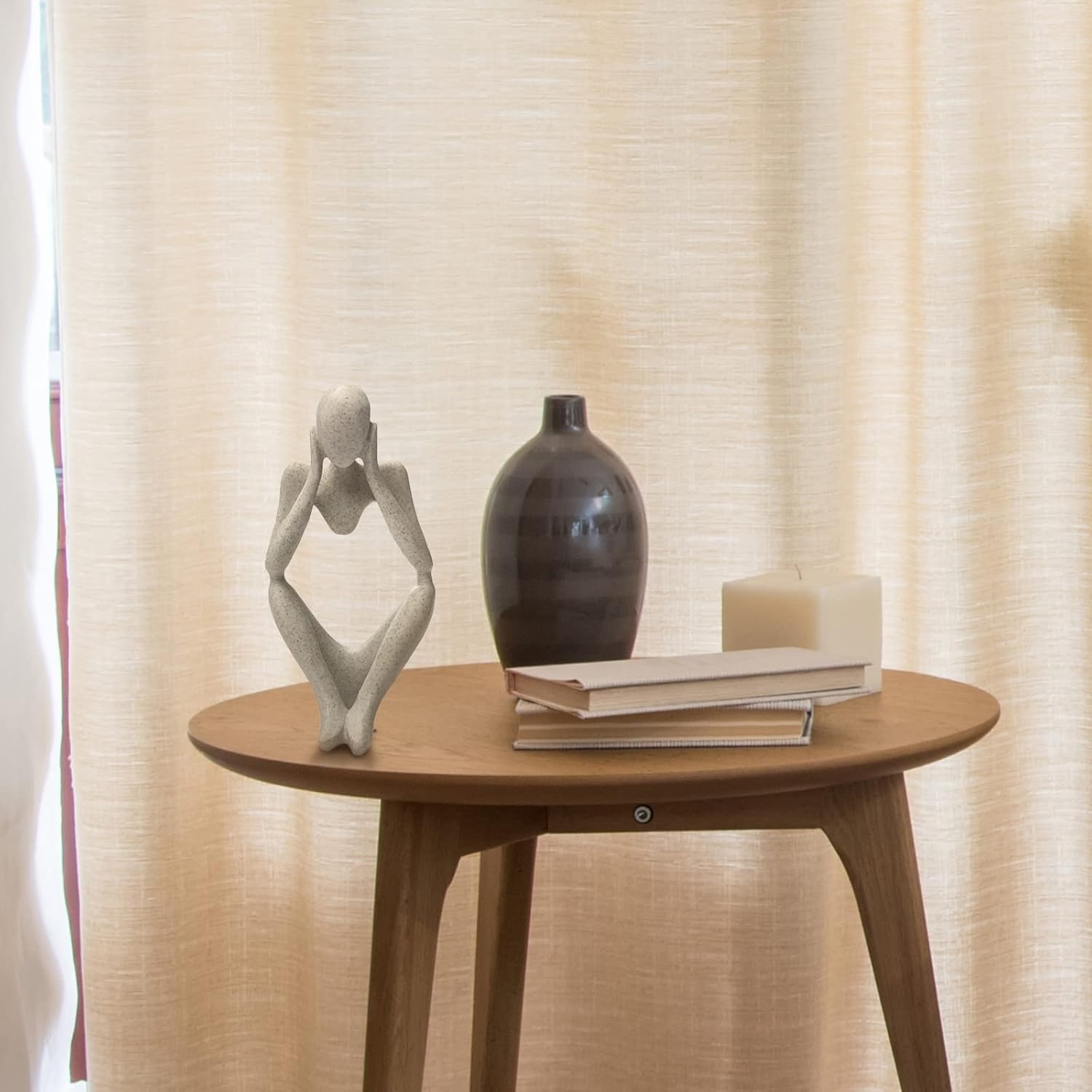 Sandstone Resin Thinker Style Abstract Sculpture Statue Collectible Figurines Home Office Bookshelf Desktop Decor(Sandstone - think Deeply)