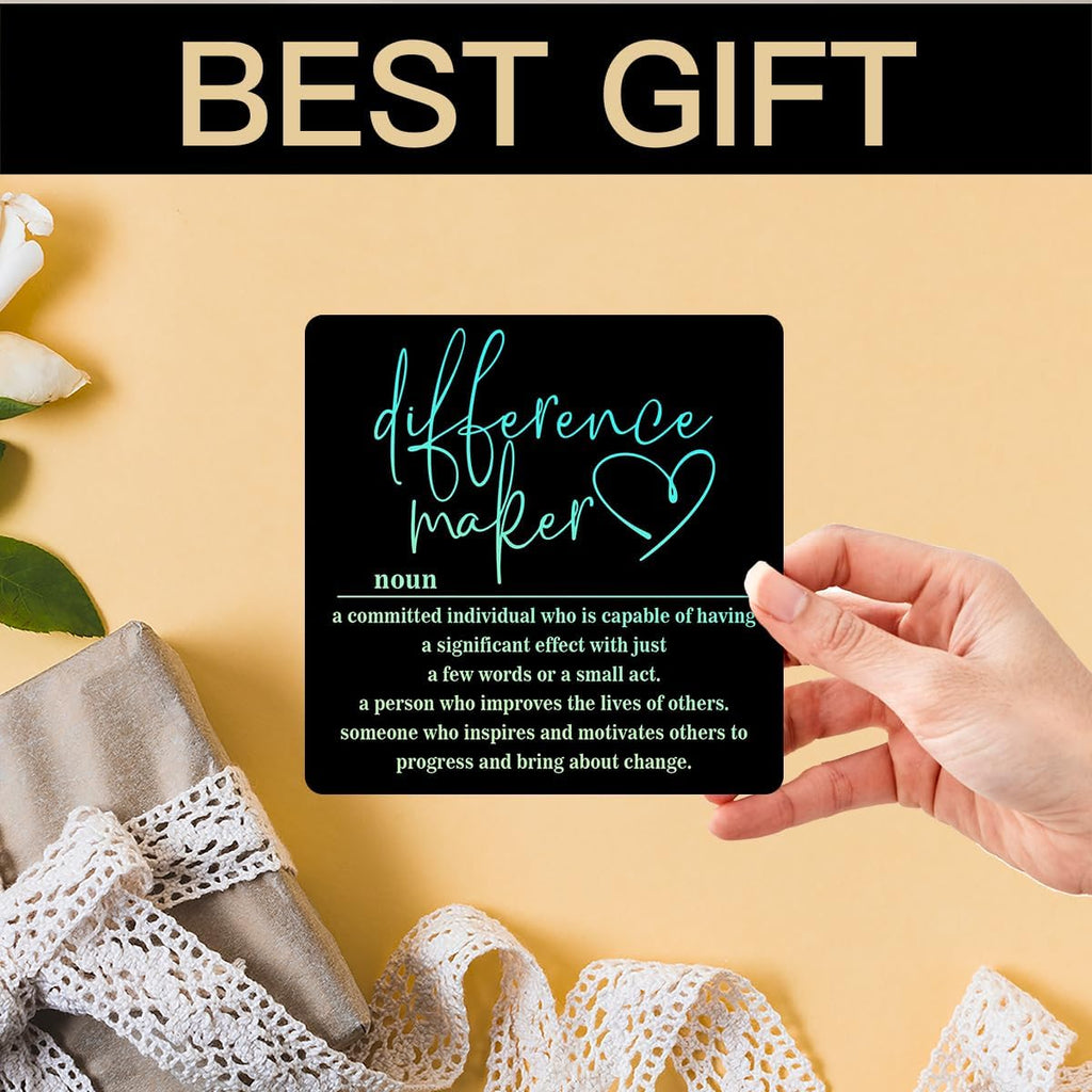 Wooden Table Sign Office Decor Difference Maker Definition Desk Decor Wood Plaque With Stand Thank You Gifts for Boss Women Best Mom Coworker Teacher Office Desk Accessories(Black)-C03