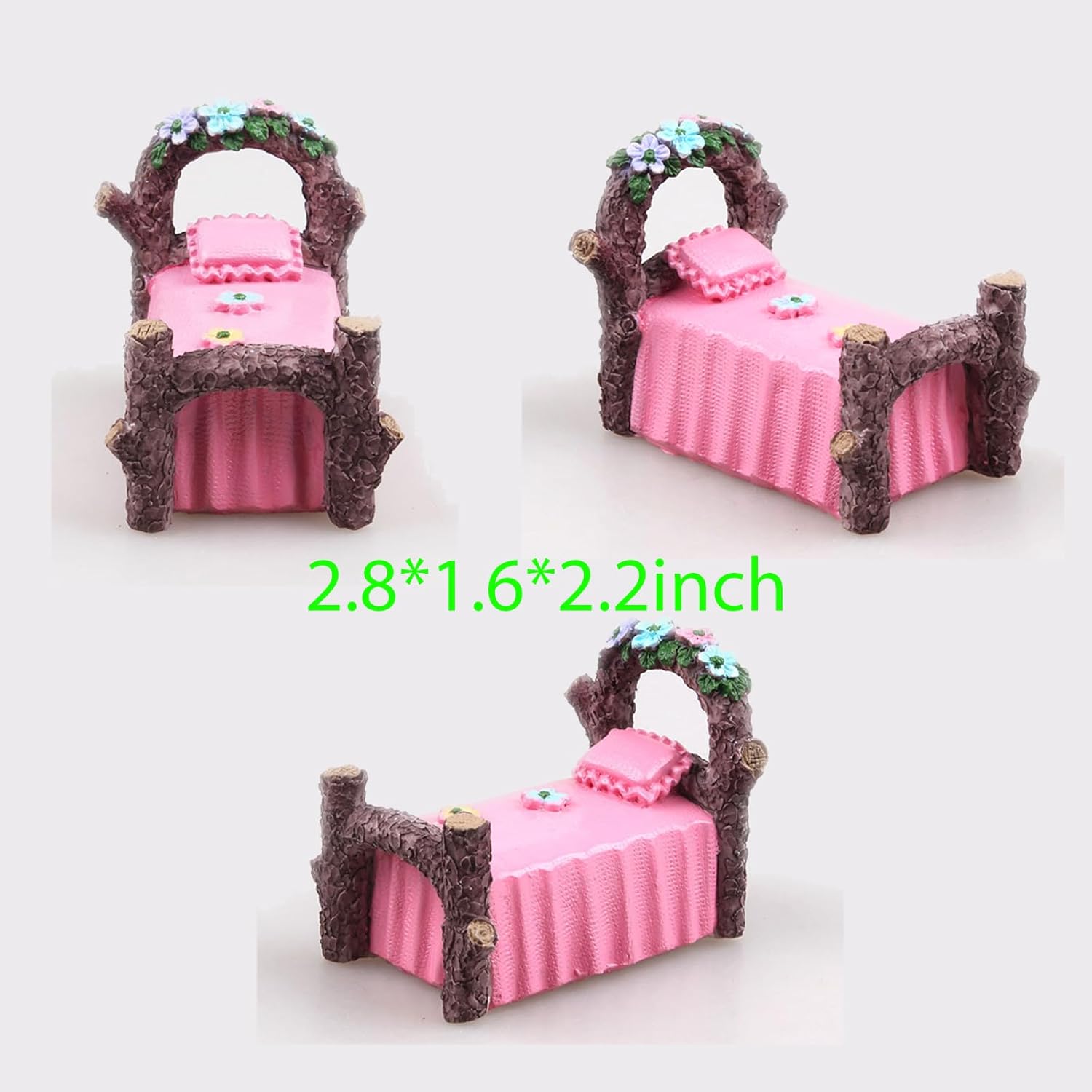 Kai Dream Miniature Fairy Garden Accessories Set, 4 Piece Resin Decorative Landscape Kit with Arch, Bridge, Bed and Slide, Floral Garden Ornaments