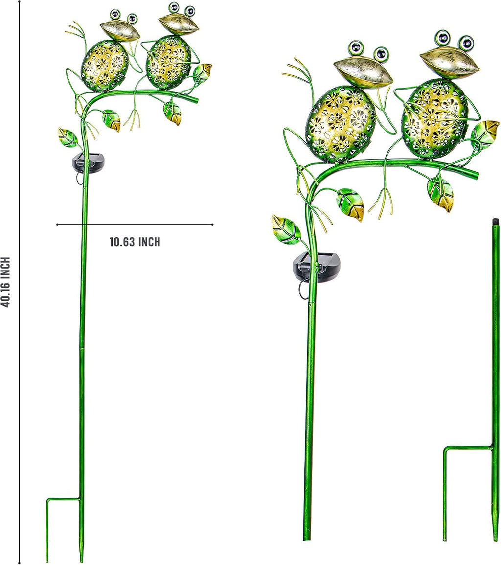 Bshine Outdoor Solar Garden Decorative Frog Lights, Waterproof LED Metal Stake Yard Art for Backyard, Path, Lawn Ornaments for Mom Gifts, Mother's Day Gifts