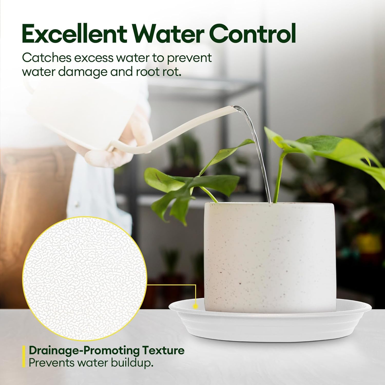 6 Pack Plant Saucer, 8 10 12 inch Plant Saucers for indoor, Heavy Duty Plastic Plant trays for pots, Grow Bags, Bird Baths, Flower Drip Trays for Indoor and Outdoor Uses (12", White)