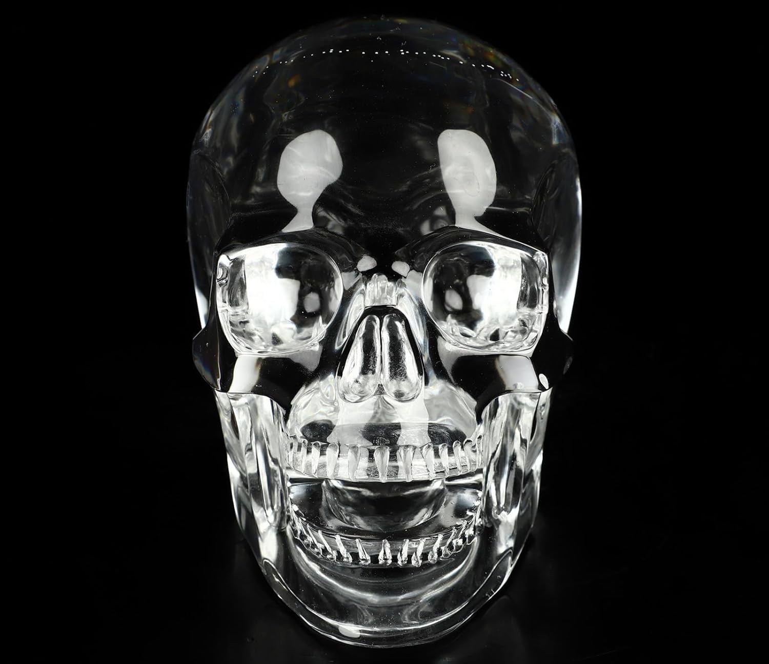 Skullis 5.0" K9 Crystal Skull, Hand Carved Gemstone Fine Art Sculpture, Reiki Healing Stone Statue.2831