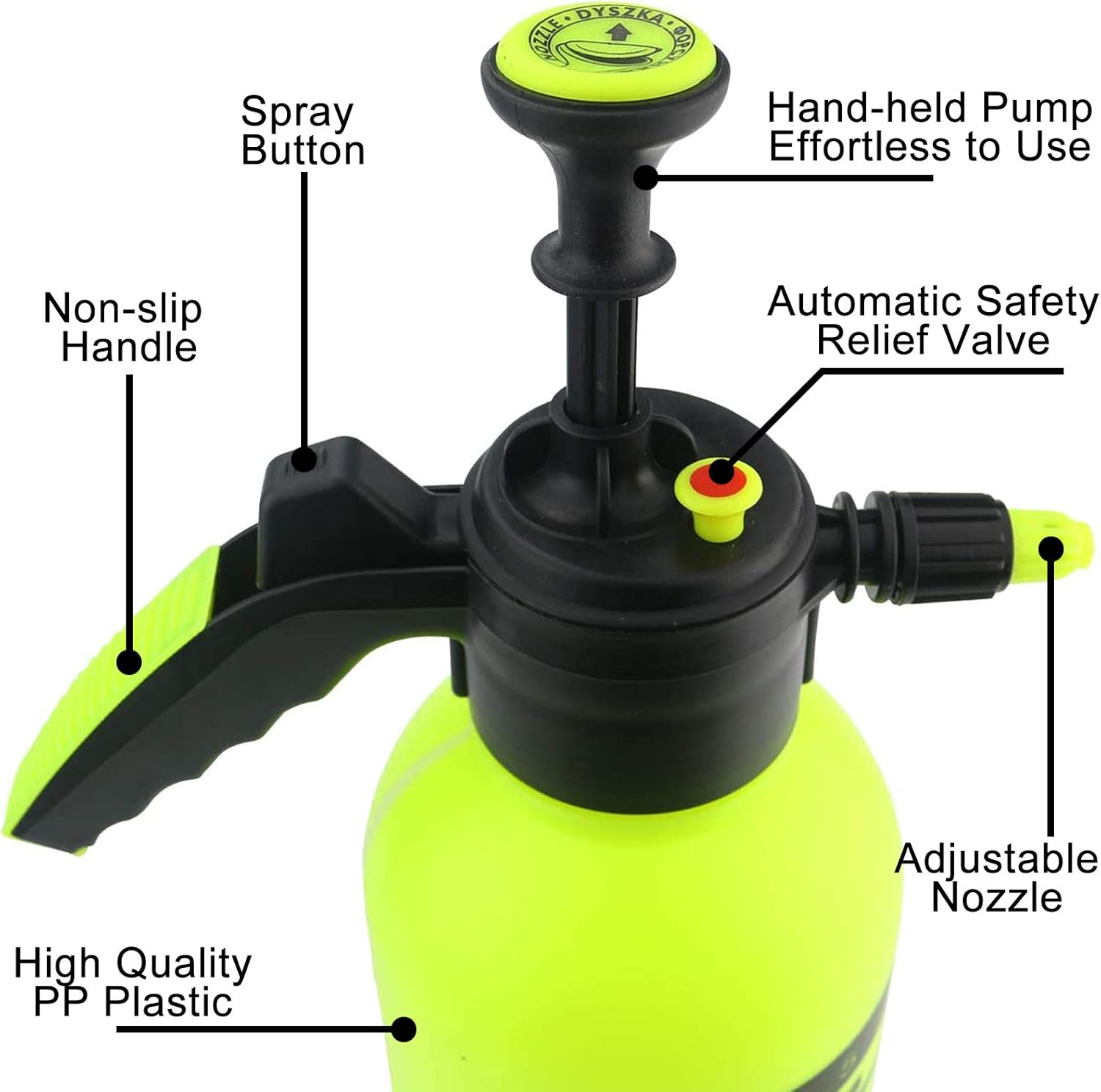 Sunnyglade Hand Held Garden Sprayer Portable Lawn Pressure Pump Sprayer Adjustable Nozzle Manual 1/2 Gallon