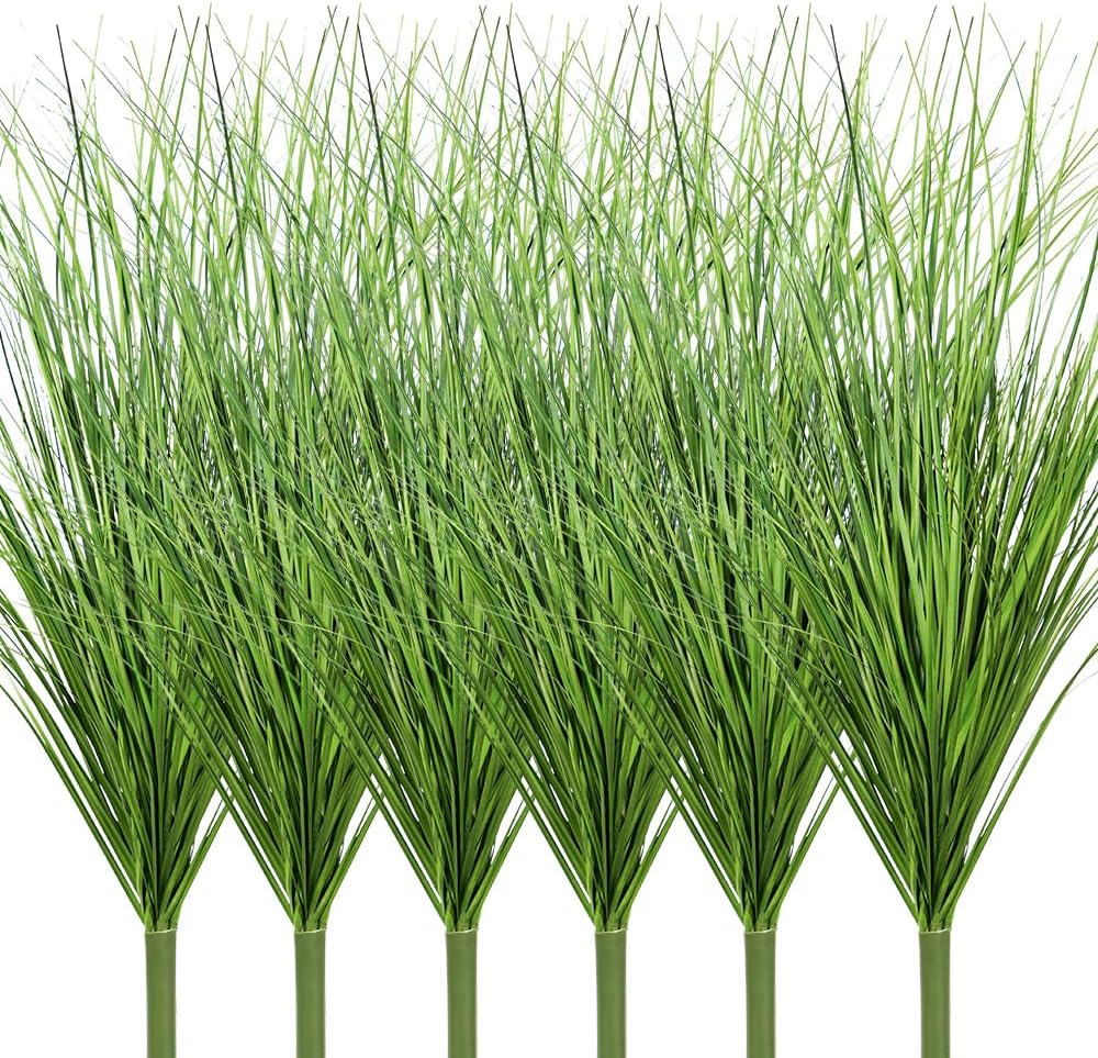 Melorca&Guilla Artificial Plants 6PCS 25.5“ Fake Tall Onion Grass,Faux Grass Plant,Artificial Greenery Shrubs Bushes for Garden Porch Window Box Shop Office Home Décor