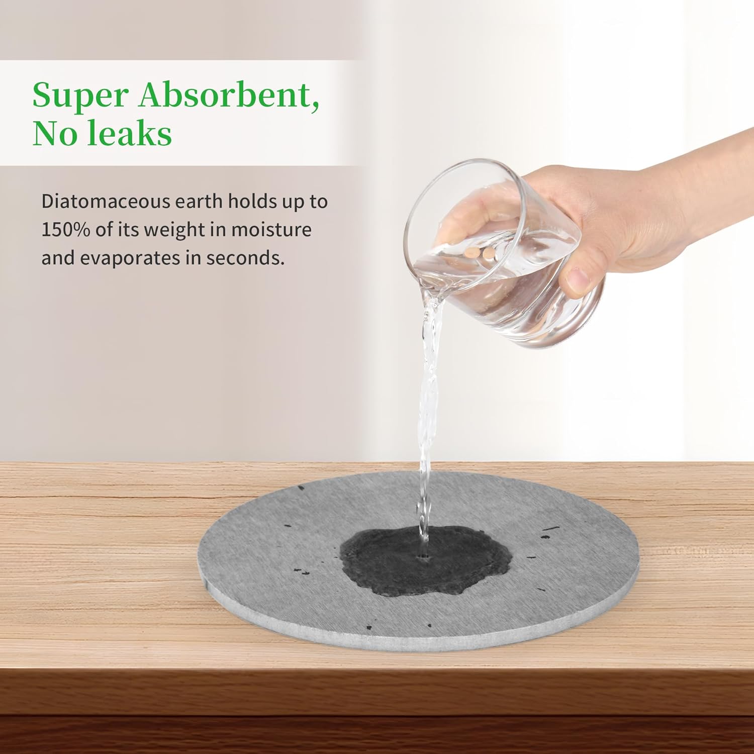 2 PCS Plant Saucer Flower Pot Saucers, Absorbent and Quick-Drying Plant Coasters, Diatomaceous Earth Round Plant Drip Trays for Keeping Counter and Floors Dry and Clean, Gray (6-inch)