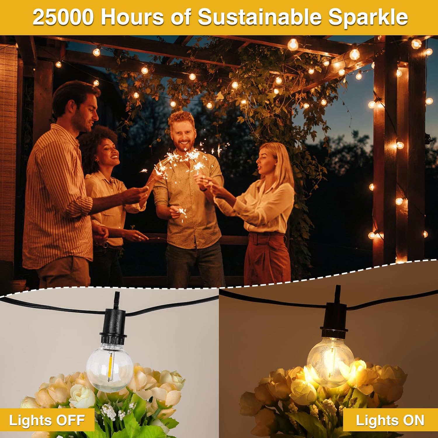 ZJOJO 100FT Outdoor String Lights, G40 Globe Outdoor Lights with 30 Shatterproof LED Bulbs (3 Spare), 2700K Hanging IP65 Waterproof Patio Light String Lights for Outside Backyard Porch Party