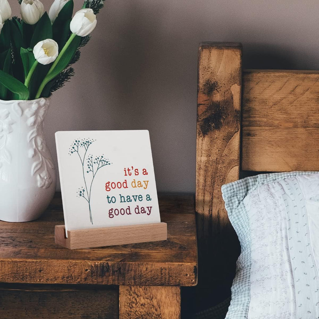 Positive Decor Motivational Gifts for Women, It's a Good Day Sign Inspirational Desk Art Decor, Emotion cheerful Support Mindset Good Vibes Decoration for Home Office