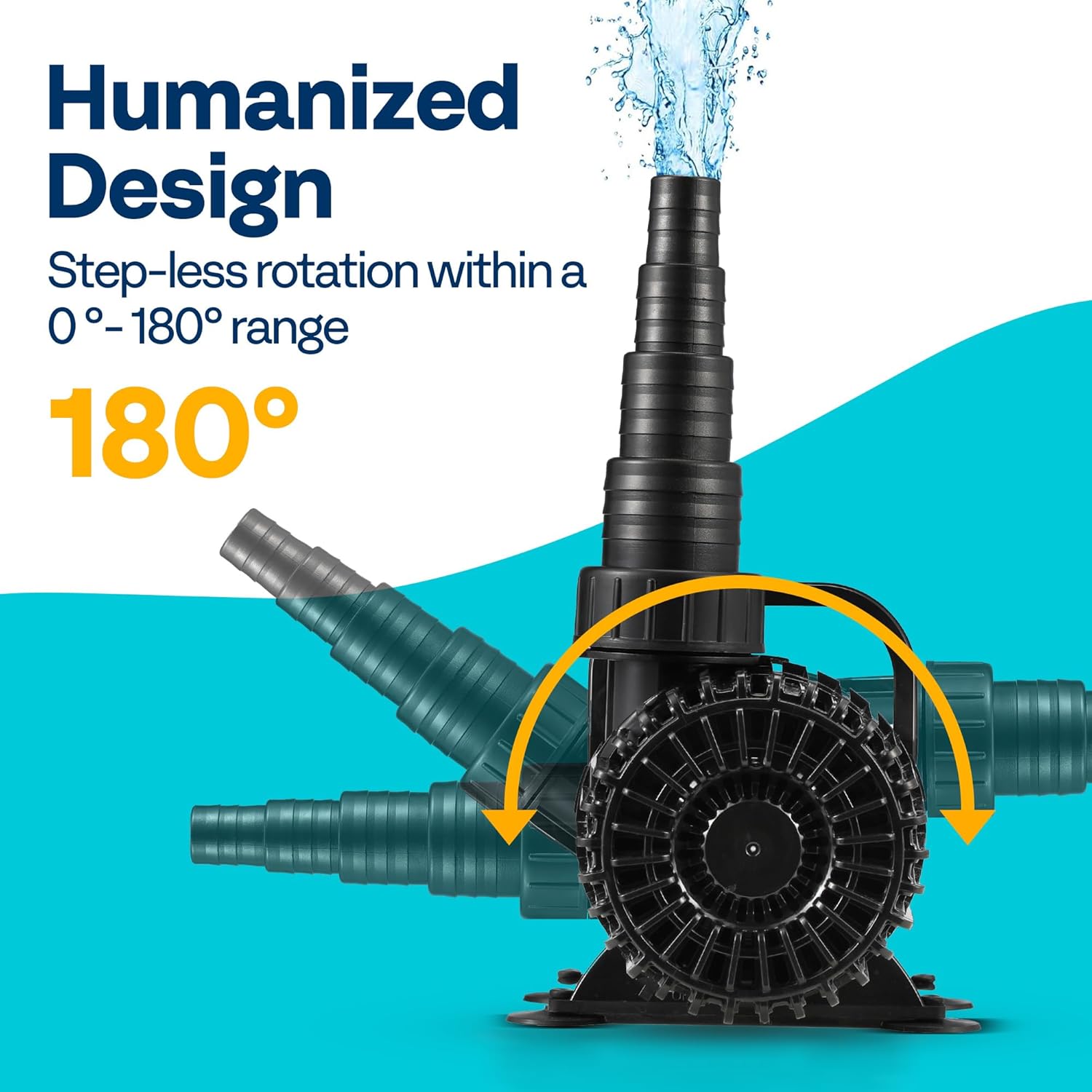 VIVOHOME 175W 3000GPH Submersible Water Pump with 180° Seamless Adjustable Nozzle and Barrier Bag for Koi Pond Waterfall Fountains Fish Tank